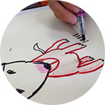 犬の絵を描いたり